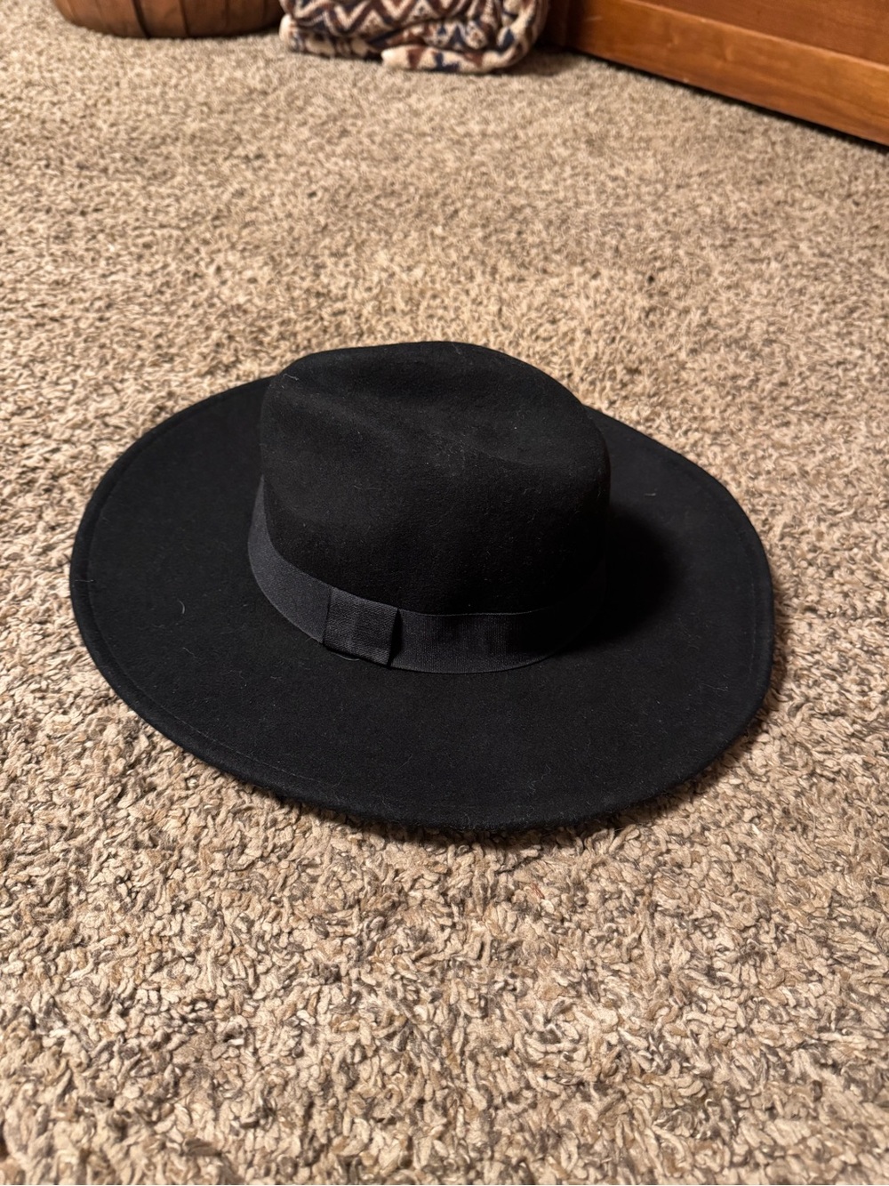 Ann Taylor Black Wide-Brim Fedora Hat